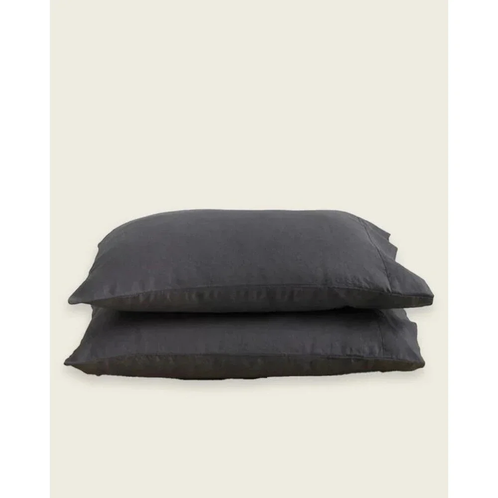 Baloo French Linen Full Queen 60x80 Duvet Cover Charcoal & Standard Shams Set